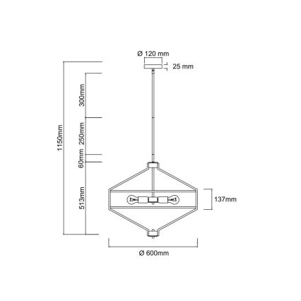 Open Design OR85822 - Luster na tyči ZUNDO 4xE27/15W/230V matný chróm/biela