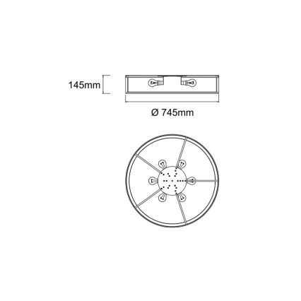 Open Design OR86041 - Stropné svietidlo ZALINDRO 6xE27/15W/230V pr. 74,5 cm béžová/hnedá
