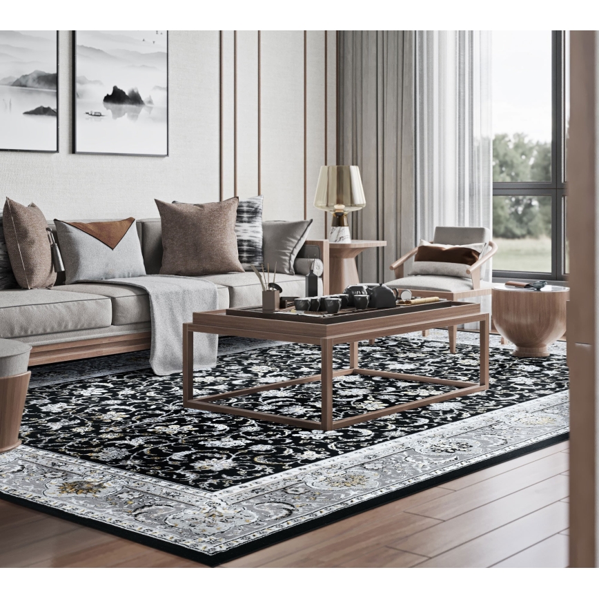 Orientálny koberec GRECE 120x170 cm 2150 g/m2 čierna/šedá/biela