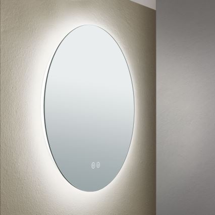 LED Kúpeľňové vyhrievané nástenné zrkadlo s podsvietením FOCUS LED/18W/230V 3000/4200/6000K pr. 45 cm IP44