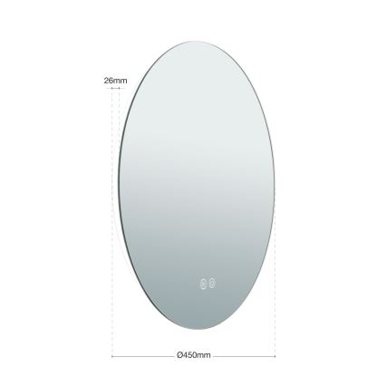 LED Kúpeľňové vyhrievané nástenné zrkadlo s podsvietením FOCUS LED/18W/230V 3000/4200/6000K pr. 45 cm IP44