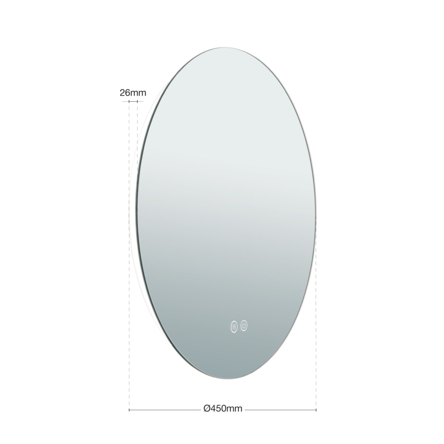 LED Kúpeľňové vyhrievané nástenné zrkadlo s podsvietením FOCUS LED/18W/230V 3000/4200/6000K pr. 45 cm IP44