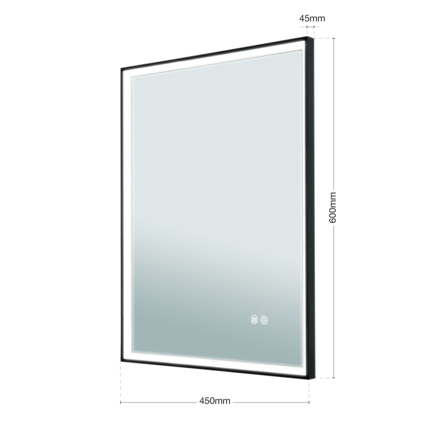 LED Kúpeľňové vyhrievané nástenné zrkadlo s podsvietením FRAME LED/48W/230V 3000/4000/6000K 60x45 cm IP44