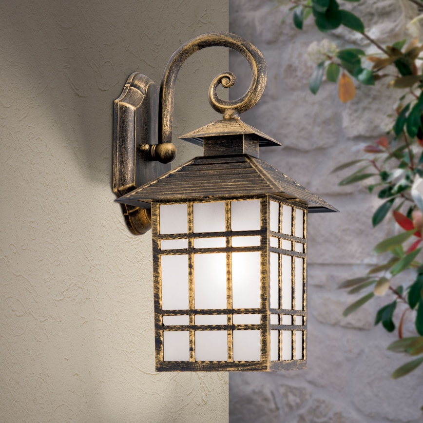 Vonkajšia nástenná lampa KIKO 1xE27/11W/230V IP44 bronz/patina