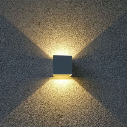 LED Vonkajšie nástenné svietidlo CUBE 2xLED/3W/230V IP54 biela