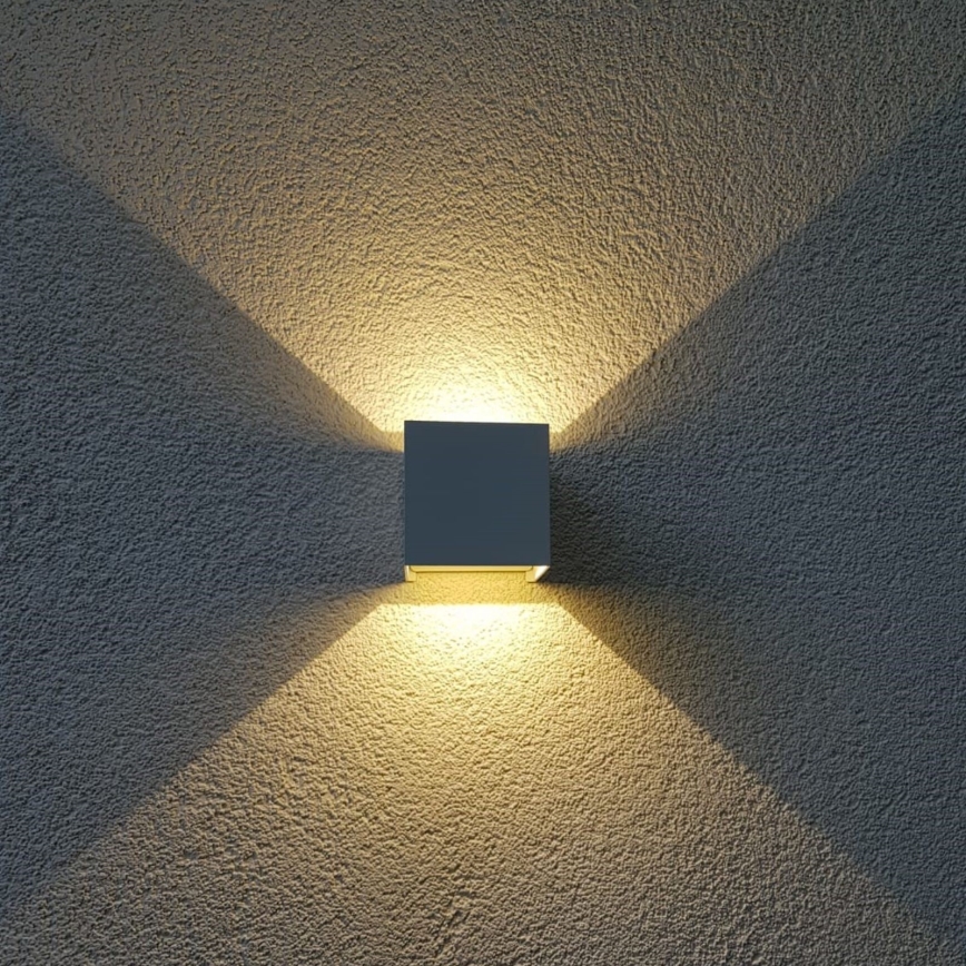 LED Vonkajšie nástenné svietidlo CUBE 2xLED/3W/230V IP54 biela