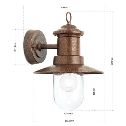 Vonkajšia nástenná lampa LEONIE 1xE27/60W/230V IP44 bronz