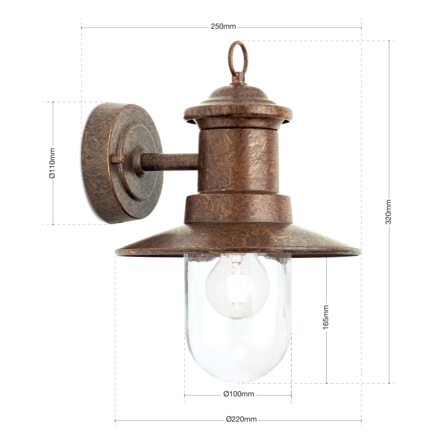 Vonkajšia nástenná lampa LEONIE 1xE27/60W/230V IP44 bronz