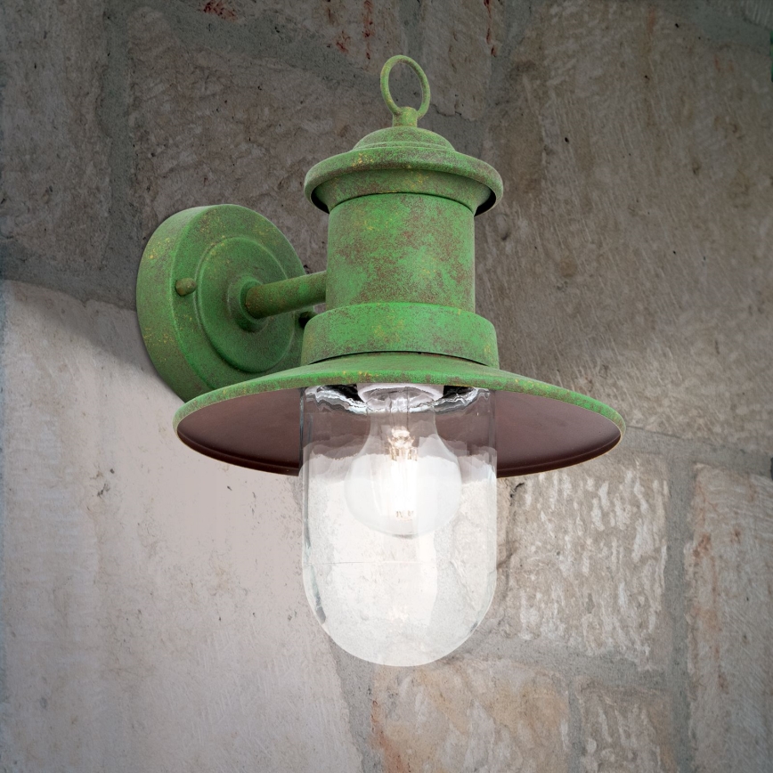Vonkajšia nástenná lampa LEONIE 1xE27/60W/230V IP44 zelená