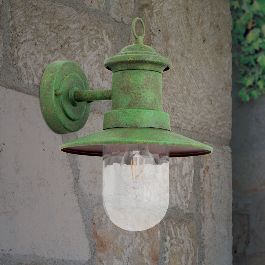 Vonkajšia nástenná lampa LEONIE 1xE27/60W/230V IP44 zelená