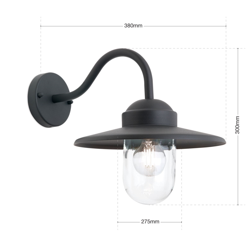 Vonkajšia nástenná lampa EDWARD 1xE27/60W/230V IP44 čierna