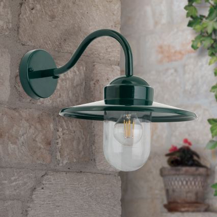 Vonkajšia nástenná lampa EDWARD 1xE27/60W/230V IP44 zelená