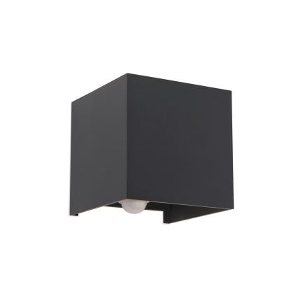 LED Vonkajšie nástenné svietidlo so senzorom pohybu a súmraku CUBE-S LED/13W/230V IP54 antracit