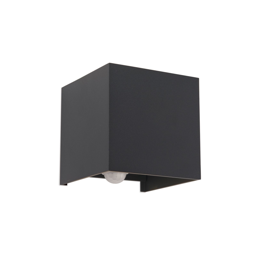 LED Vonkajšie nástenné svietidlo so senzorom pohybu a súmraku CUBE-S LED/13W/230V IP54 antracit