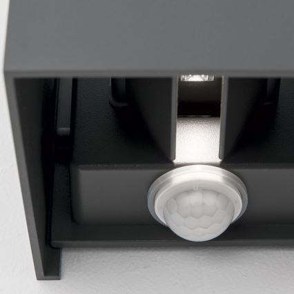 LED Vonkajšie nástenné svietidlo so senzorom pohybu a súmraku CUBE-S LED/13W/230V IP54 antracit