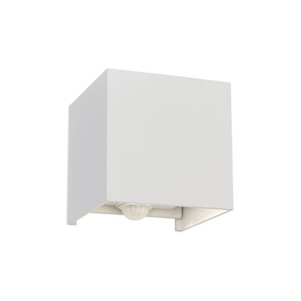 LED Vonkajšie nástenné svietidlo so senzorom pohybu a súmraku CUBE-S LED/13W/230V IP54 biela