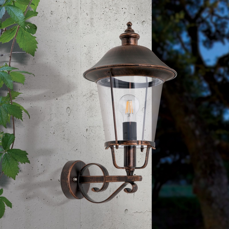 Vonkajšia nástenná lampa KENZO 1xE27/100W/230V IP44 bronz/patina