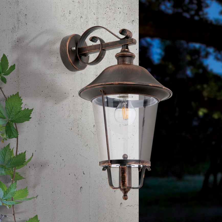 Vonkajšia nástenná lampa KENZO 1xE27/100W/230V IP44 bronz/patina