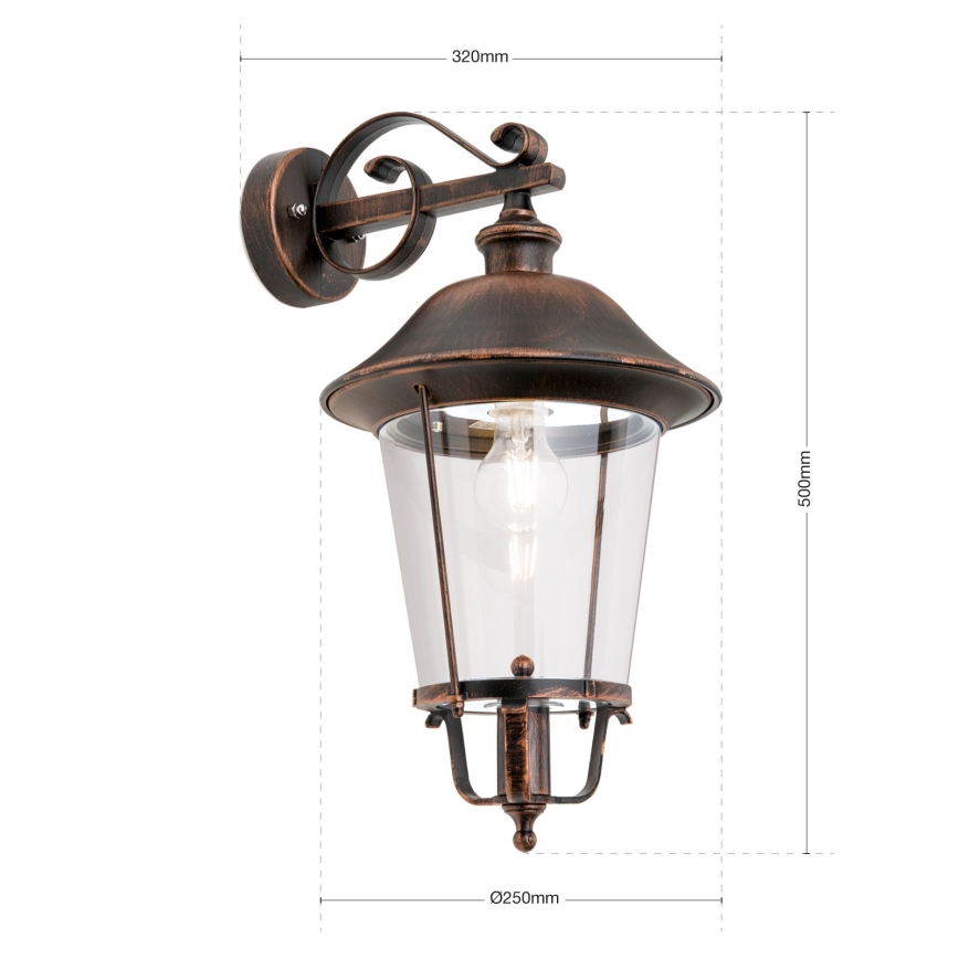 Vonkajšia nástenná lampa KENZO 1xE27/100W/230V IP44 bronz/patina