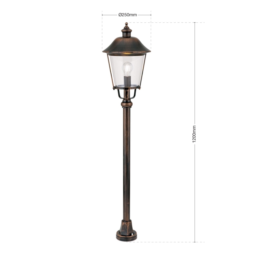 Vonkajšia lampa KENZO 1xE27/100W/230V IP44 bronz/patina