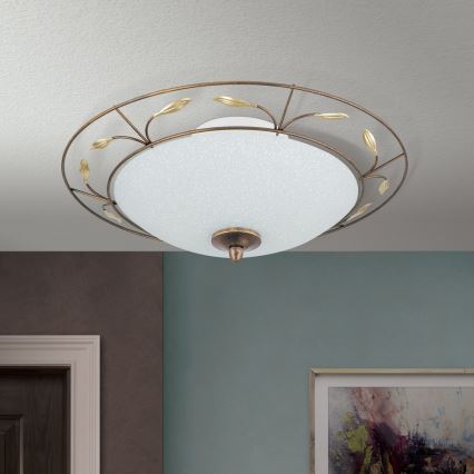 Stropné svietidlo LUCA 2xE14/40W/230V pr. 40 cm bronz/patina