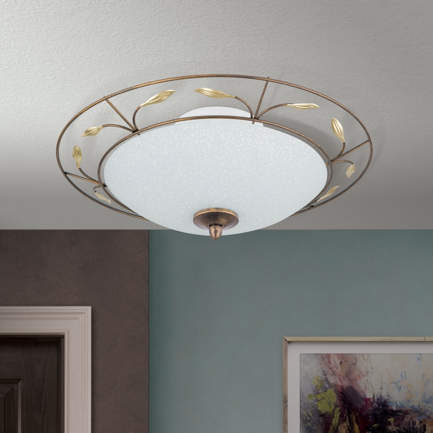 Stropné svietidlo LUCA 2xE14/40W/230V pr. 40 cm bronz/patina