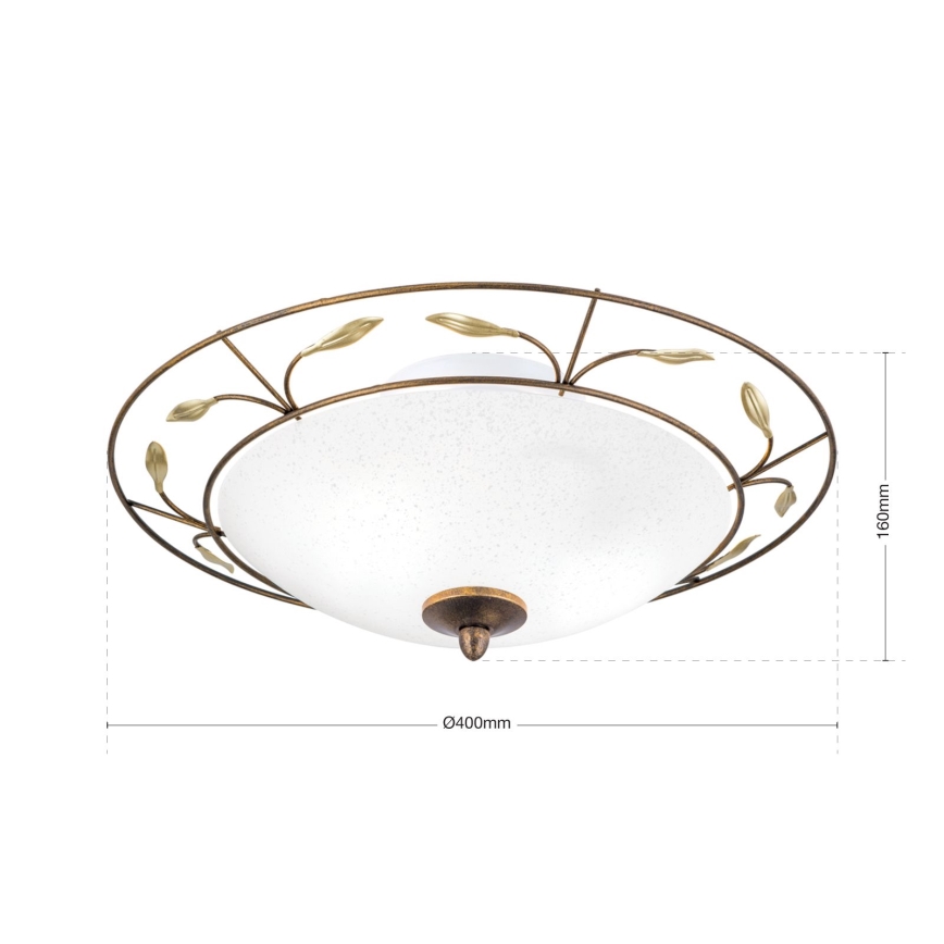 Stropné svietidlo LUCA 2xE14/40W/230V pr. 40 cm bronz/patina