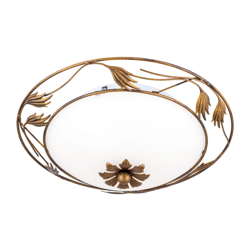 Stropné svietidlo FLEUR 2xE27/60W/230V pr. 40 cm bronz