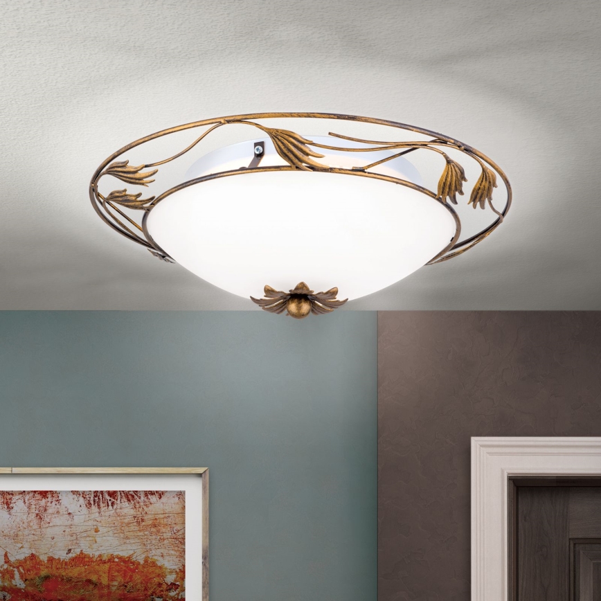 Stropné svietidlo FLEUR 2xE27/60W/230V pr. 40 cm bronz