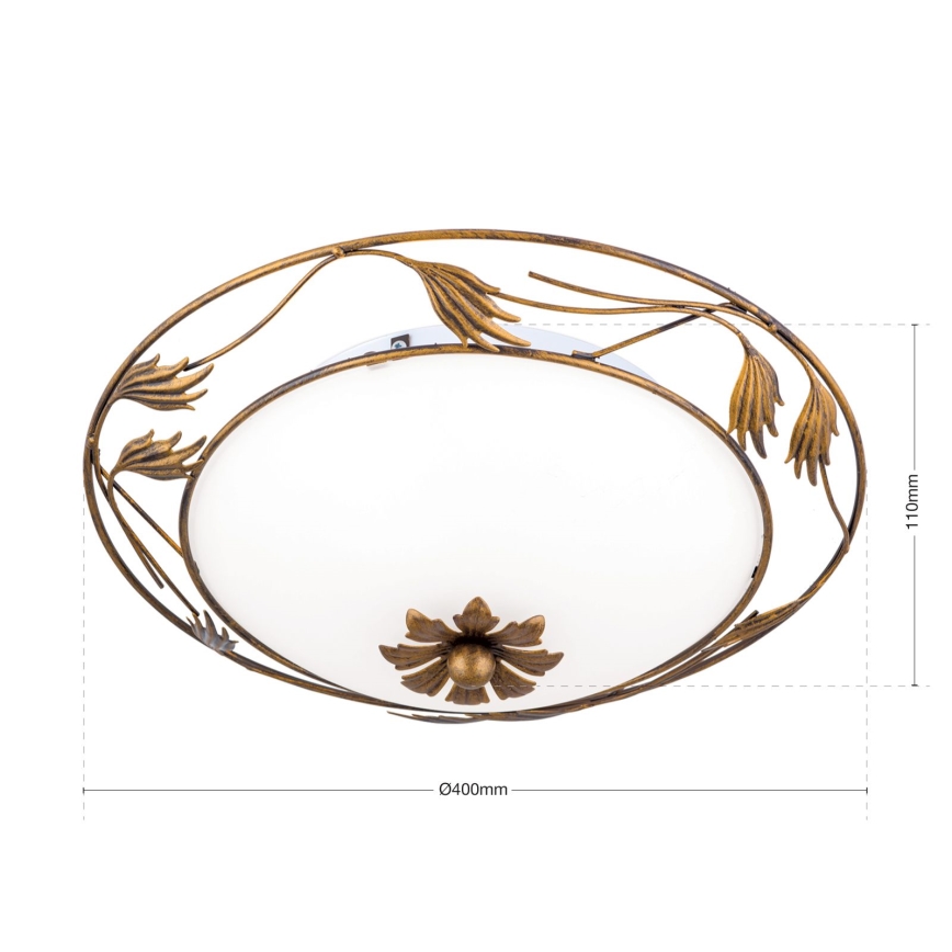 Stropné svietidlo FLEUR 2xE27/60W/230V pr. 40 cm bronz