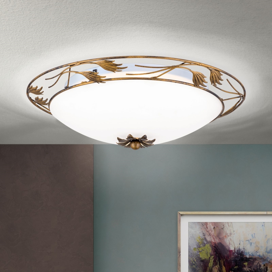Stropné svietidlo FLEUR 3xE27/60W/230V pr. 50 cm bronz