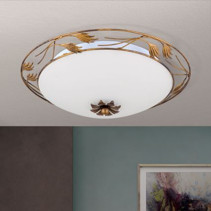 Stropné svietidlo FLEUR 3xE27/60W/230V pr. 50 cm bronz