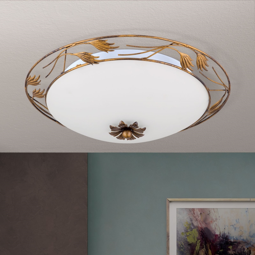 Stropné svietidlo FLEUR 3xE27/60W/230V pr. 50 cm bronz