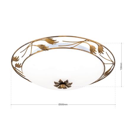 Stropné svietidlo FLEUR 3xE27/60W/230V pr. 50 cm bronz