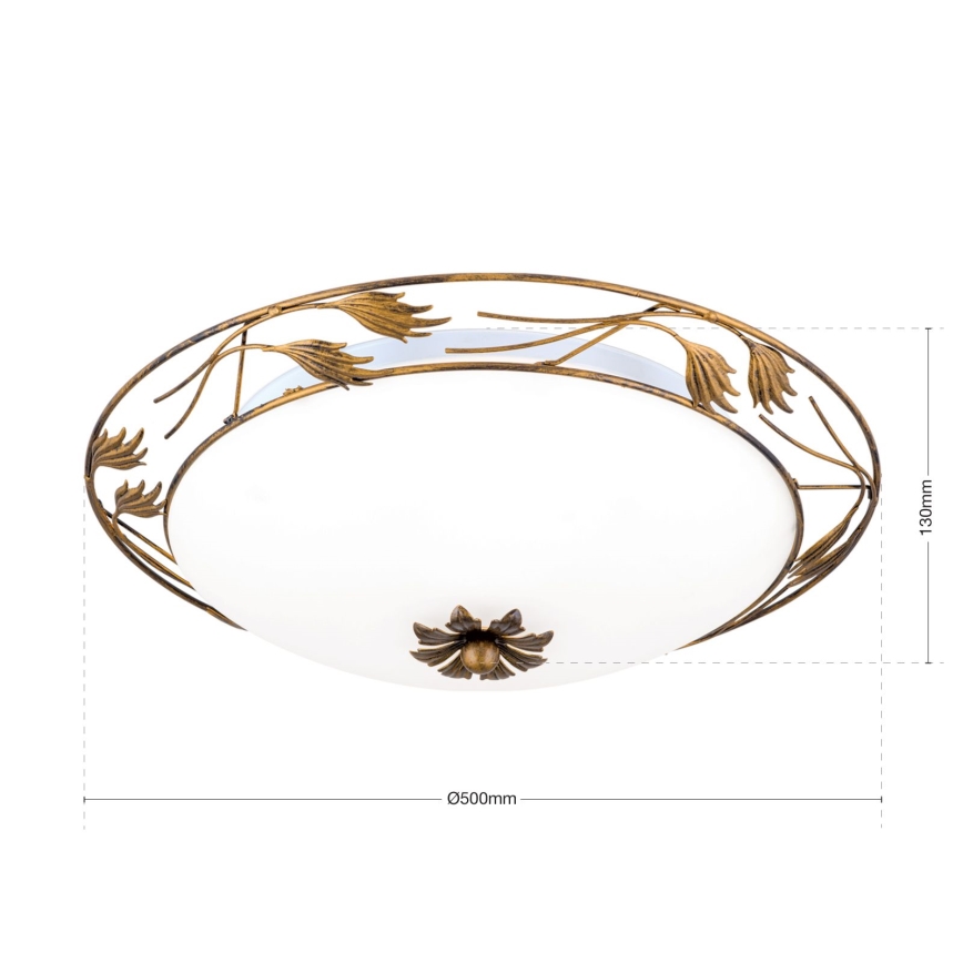 Stropné svietidlo FLEUR 3xE27/60W/230V pr. 50 cm bronz