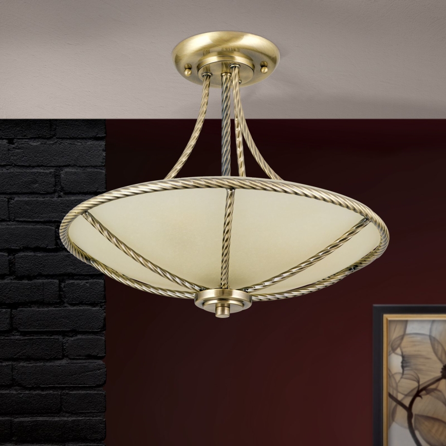 Luster na tyči MAURO 3xE27/60W/230V pr. 42 cm bronz