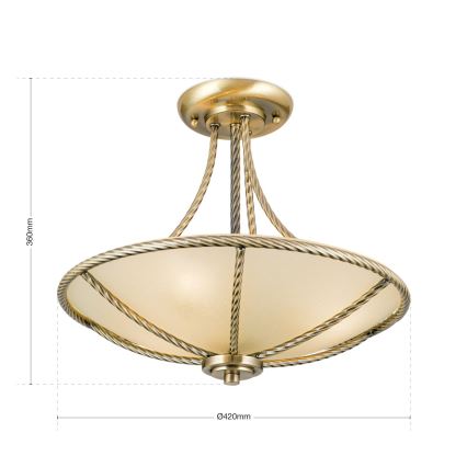 Luster na tyči MAURO 3xE27/60W/230V pr. 42 cm bronz