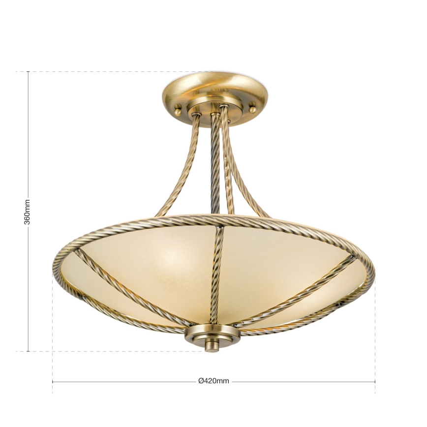 Luster na tyči MAURO 3xE27/60W/230V pr. 42 cm bronz