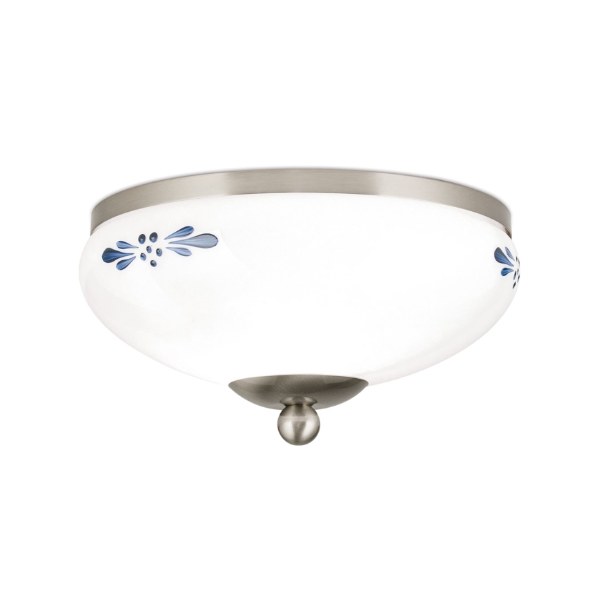 Stropné svietidlo LANDHAUS 1xE27/60W/230V pr. 21 cm matný chróm/biela