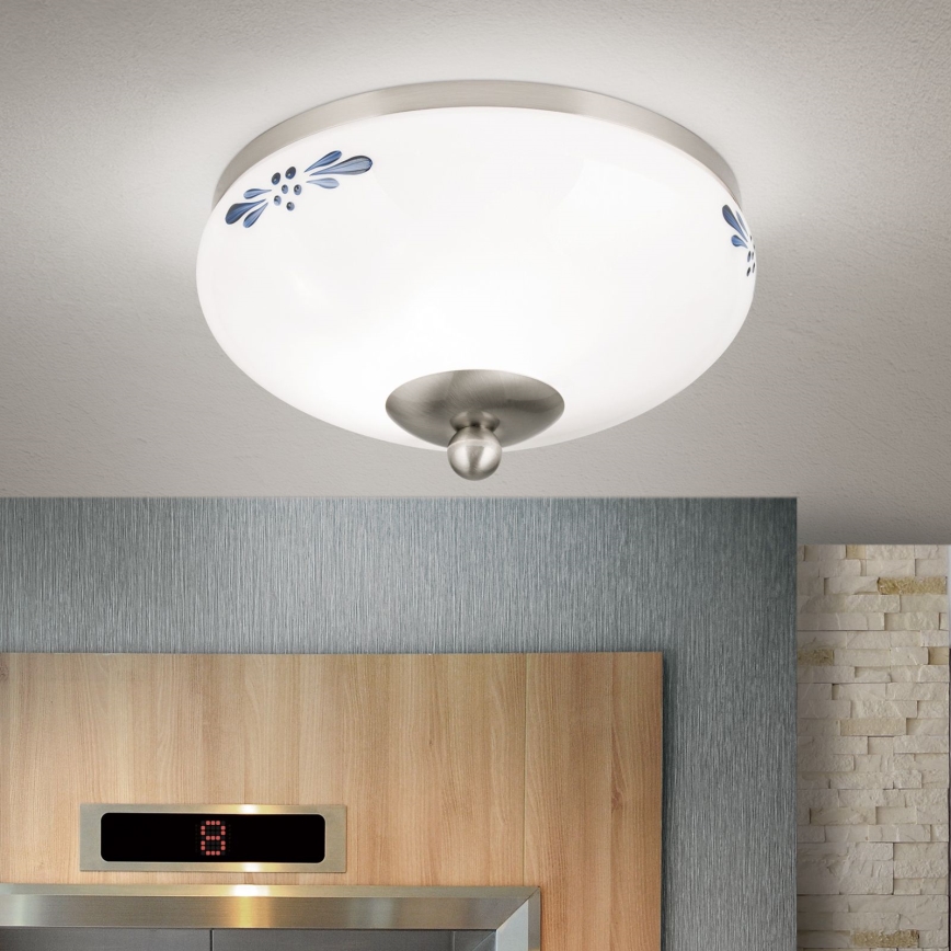 Stropné svietidlo LANDHAUS 1xE27/60W/230V pr. 21 cm matný chróm/biela