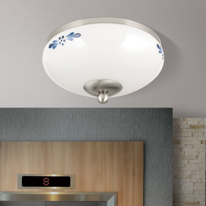 Stropné svietidlo LANDHAUS 1xE27/60W/230V pr. 21 cm matný chróm/biela