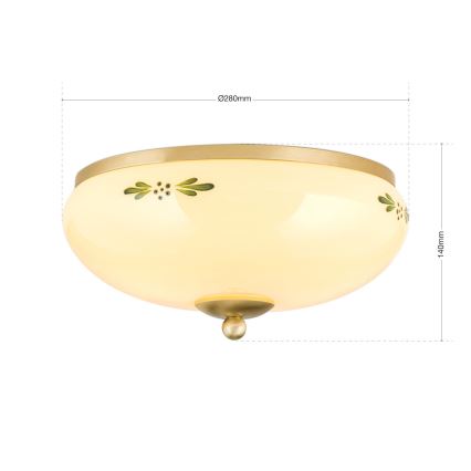 Stropné svietidlo LANDHAUS 2xE27/60W/230V pr. 28 cm bronz/béžová