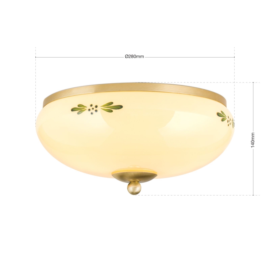 Stropné svietidlo LANDHAUS 2xE27/60W/230V pr. 28 cm bronz/béžová