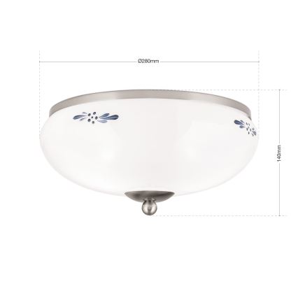 Stropné svietidlo LANDHAUS 2xE27/60W/230V pr. 28 cm matný chróm/biela/modrá
