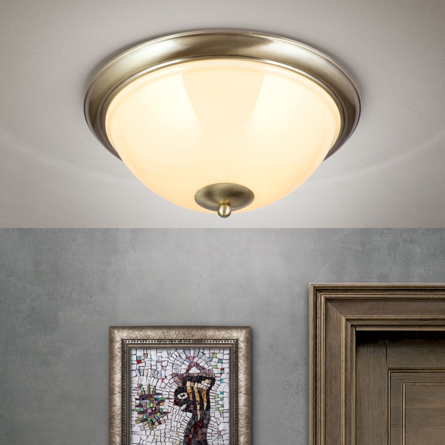 Stropné svietidlo AUSTRIAN OLD LAMP 3xE27/60W/230V pr. 50 cm bronz/béžová