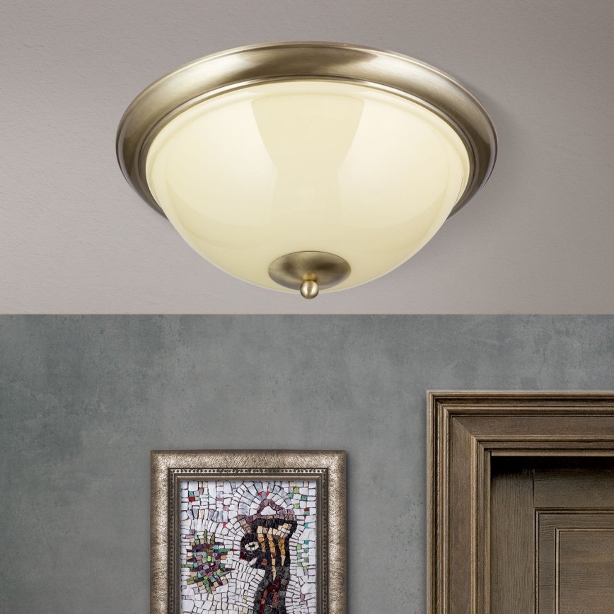 Stropné svietidlo AUSTRIAN OLD LAMP 3xE27/60W/230V pr. 50 cm bronz/béžová