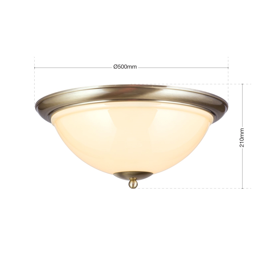 Stropné svietidlo AUSTRIAN OLD LAMP 3xE27/60W/230V pr. 50 cm bronz/béžová