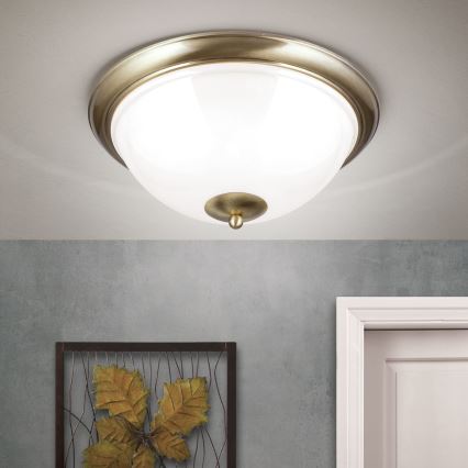 Stropné svietidlo AUSTRIAN OLD LAMP 3xE27/60W/230V pr. 50 cm bronz/biela