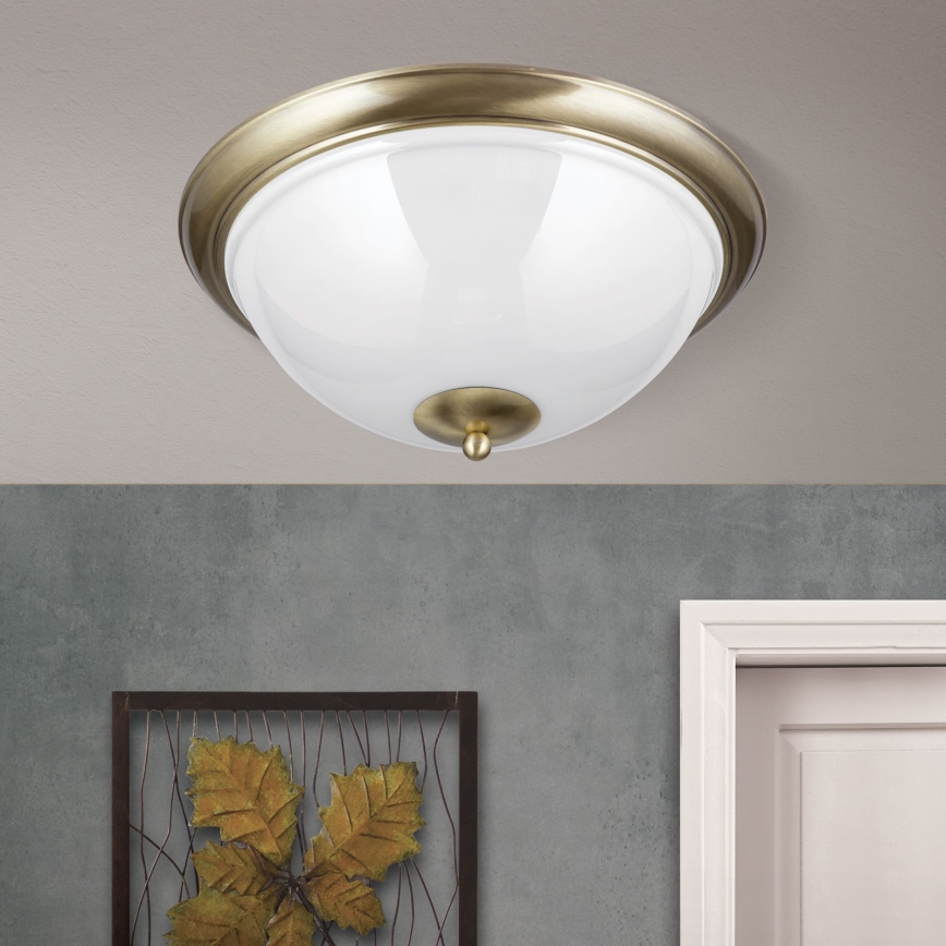 Stropné svietidlo AUSTRIAN OLD LAMP 3xE27/60W/230V pr. 50 cm bronz/biela