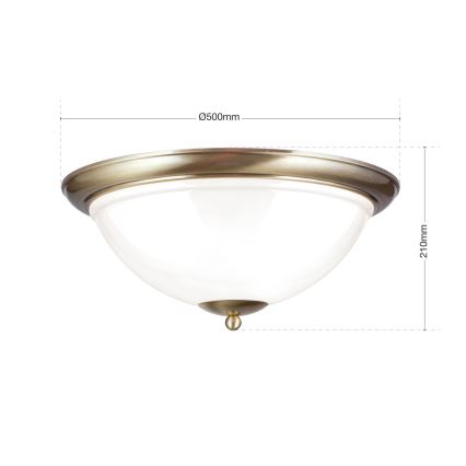 Stropné svietidlo AUSTRIAN OLD LAMP 3xE27/60W/230V pr. 50 cm bronz/biela